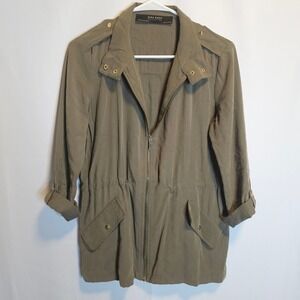 Zara Basic Collection Olive Green Lightweight Utility Jacket‎ XS Snap Details